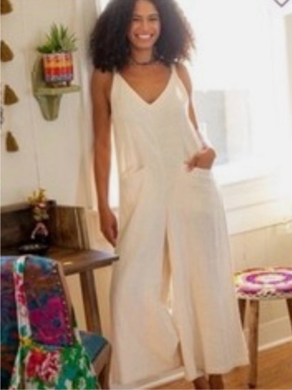 Natural Life cream 100% cotton jumpsuit large
